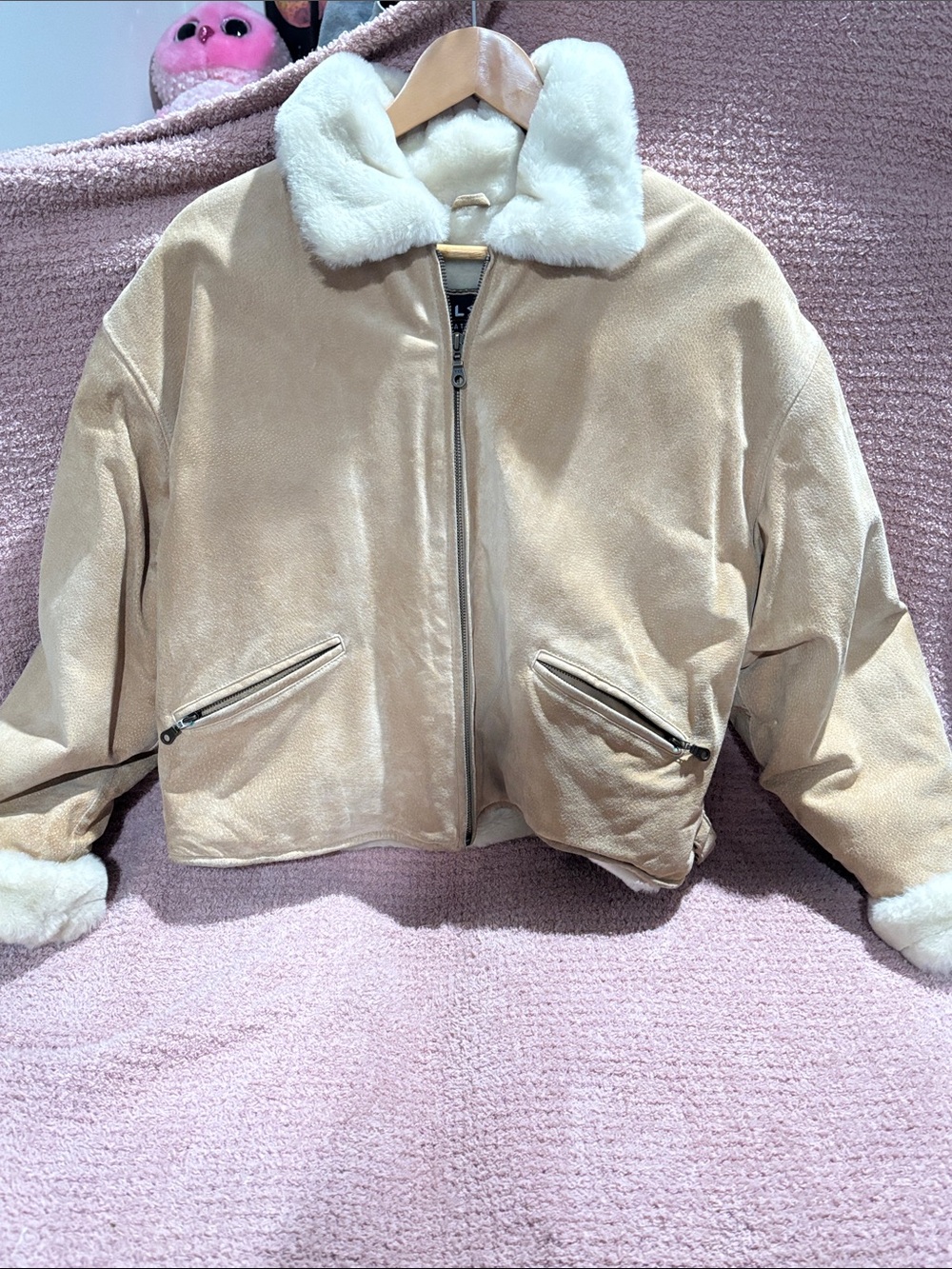 Wilsons Leather/suede Cream Faux-Shearling Collar Bomber Jacket